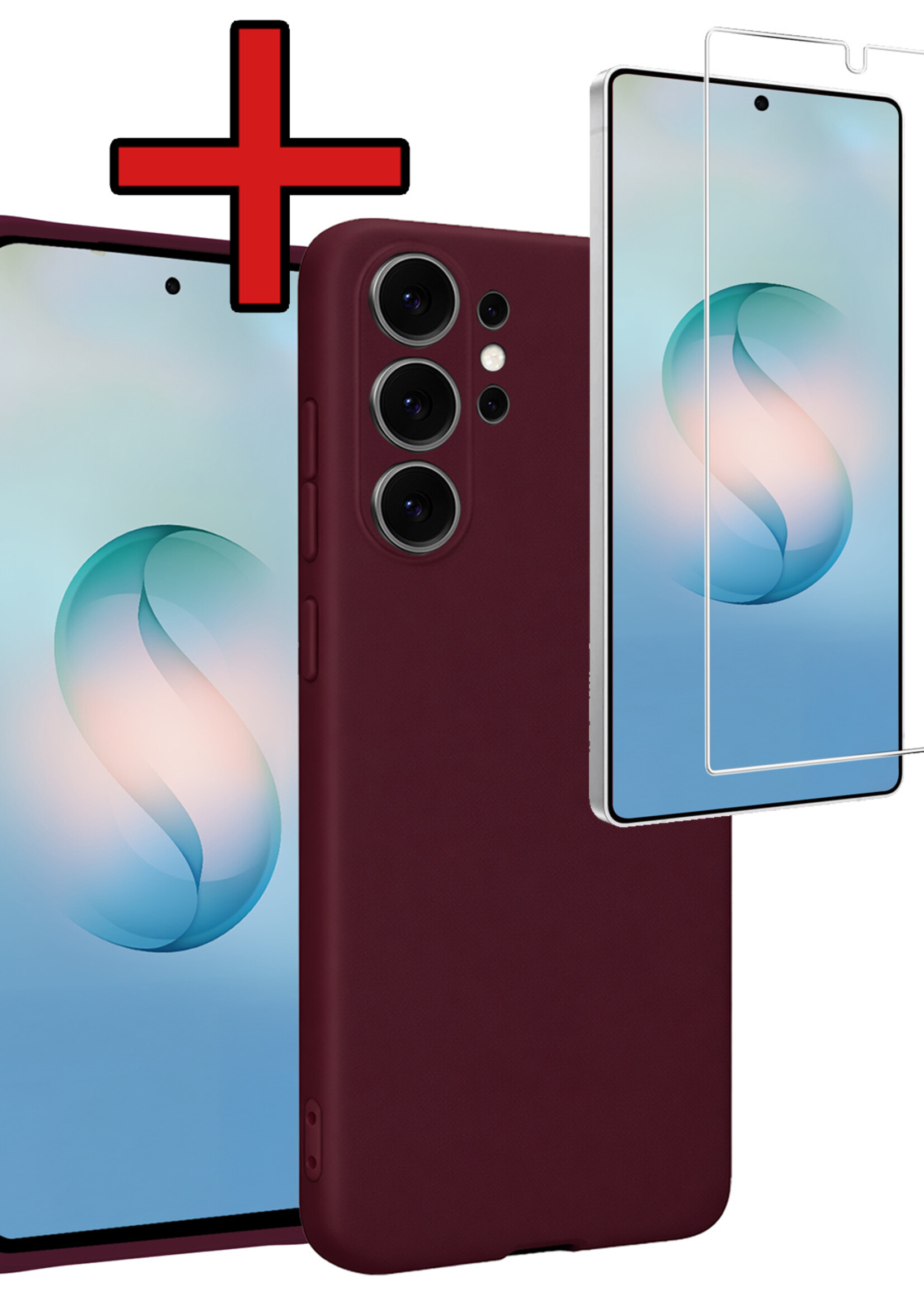 BTH BTH Samsung Galaxy S26 Ultra Hoesje Siliconen Met Screenprotector - Aubergine