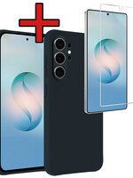 BTH BTH Samsung Galaxy S26 Ultra Hoesje Siliconen Met Screenprotector - Donkerblauw