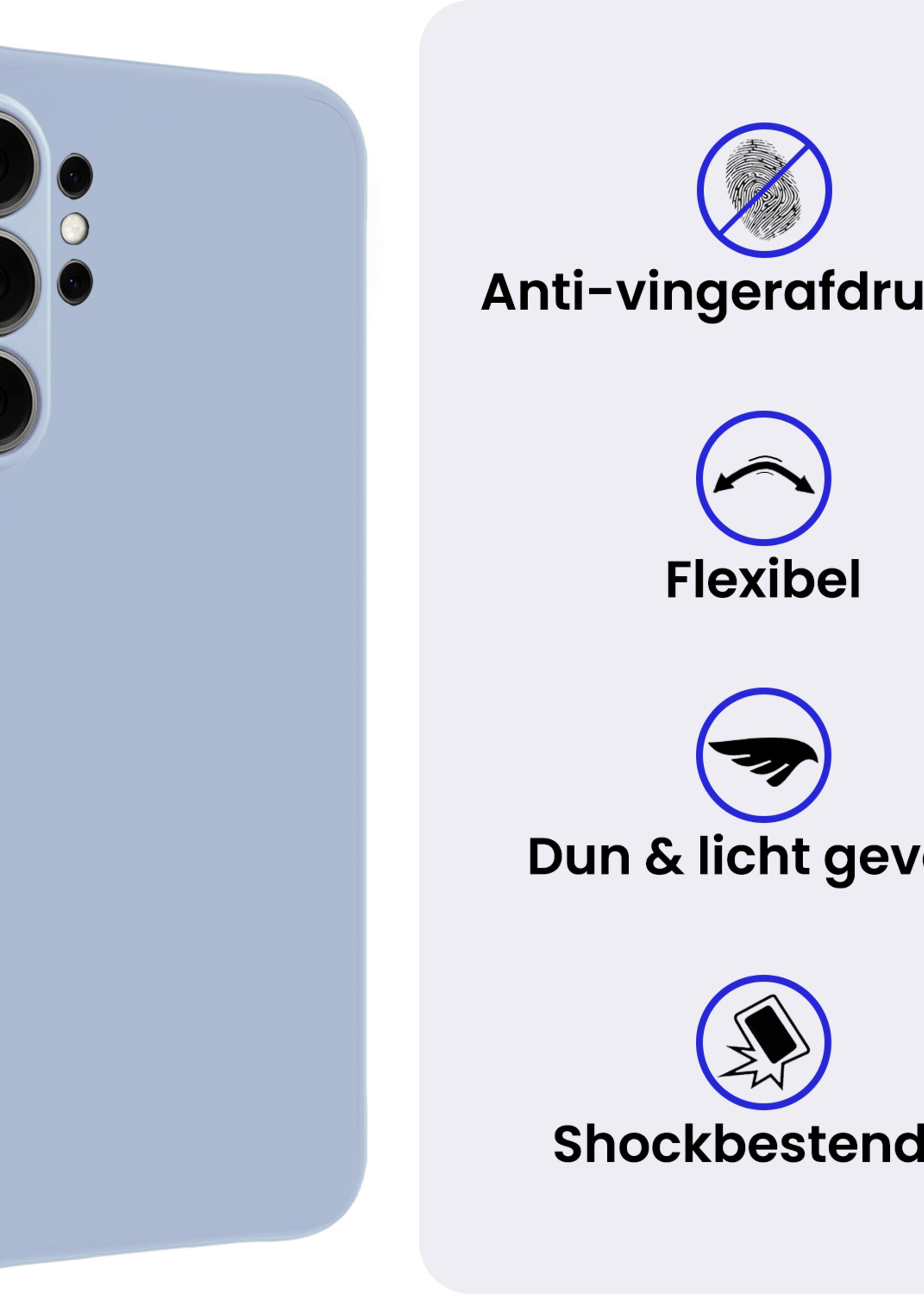 BTH BTH Samsung Galaxy S26 Ultra Hoesje Siliconen Met Screenprotector - Lichtblauw