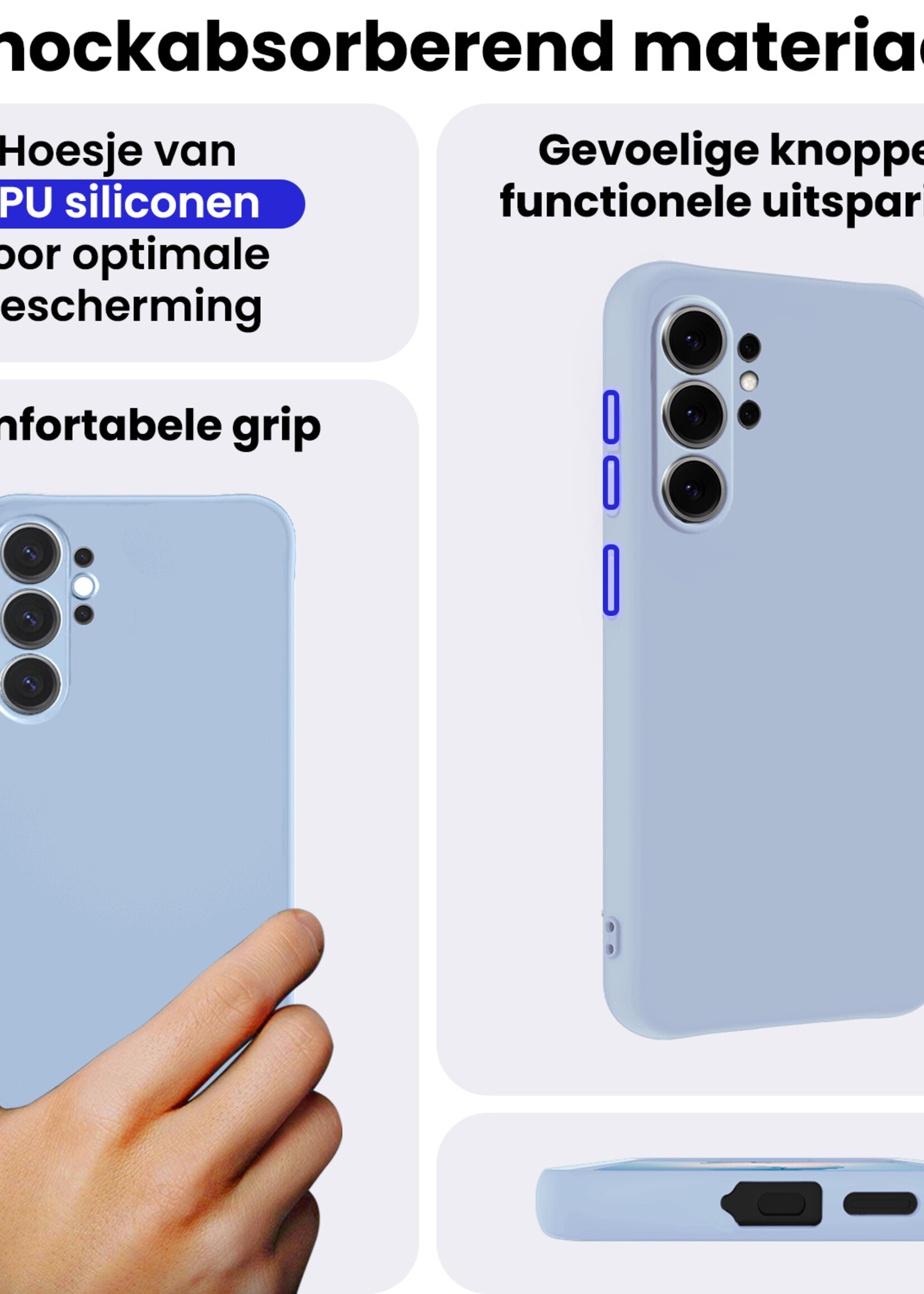 BTH BTH Samsung Galaxy S26 Ultra Hoesje Siliconen Met Screenprotector - Lichtblauw