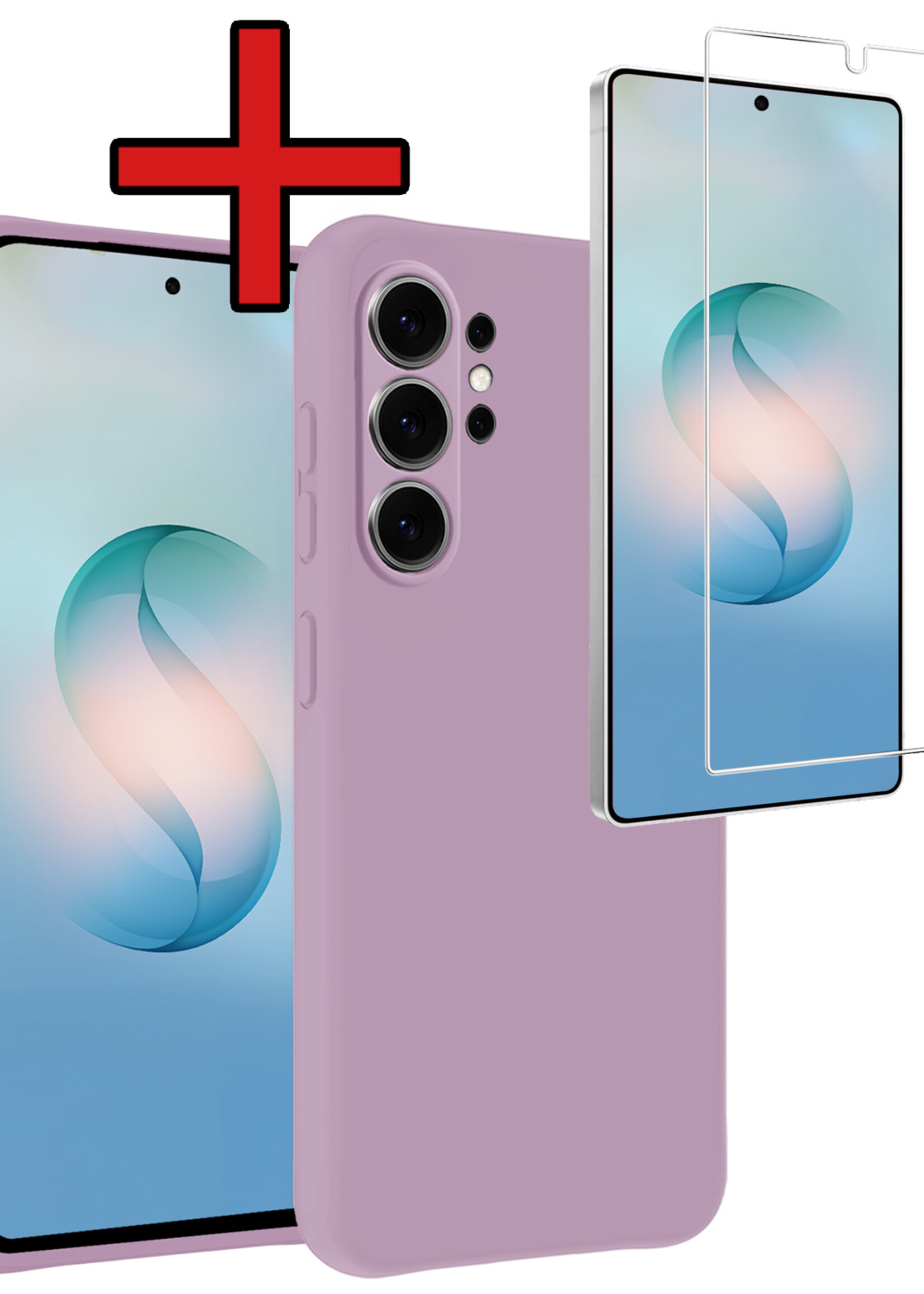 BTH BTH Samsung Galaxy S26 Ultra Hoesje Siliconen Met Screenprotector - Lila