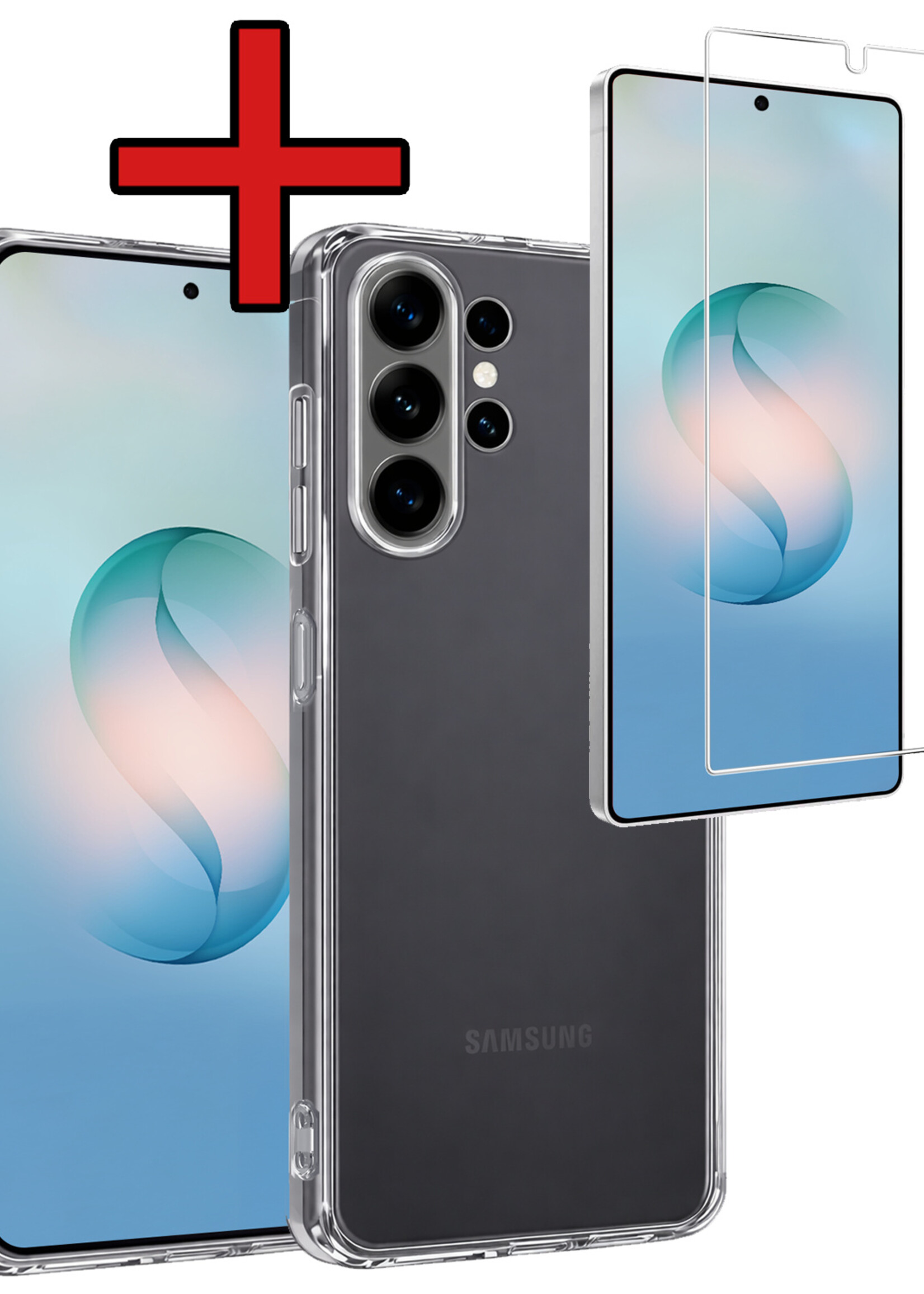 BTH BTH Samsung Galaxy S26 Ultra Hoesje Siliconen Met Screenprotector - Transparant