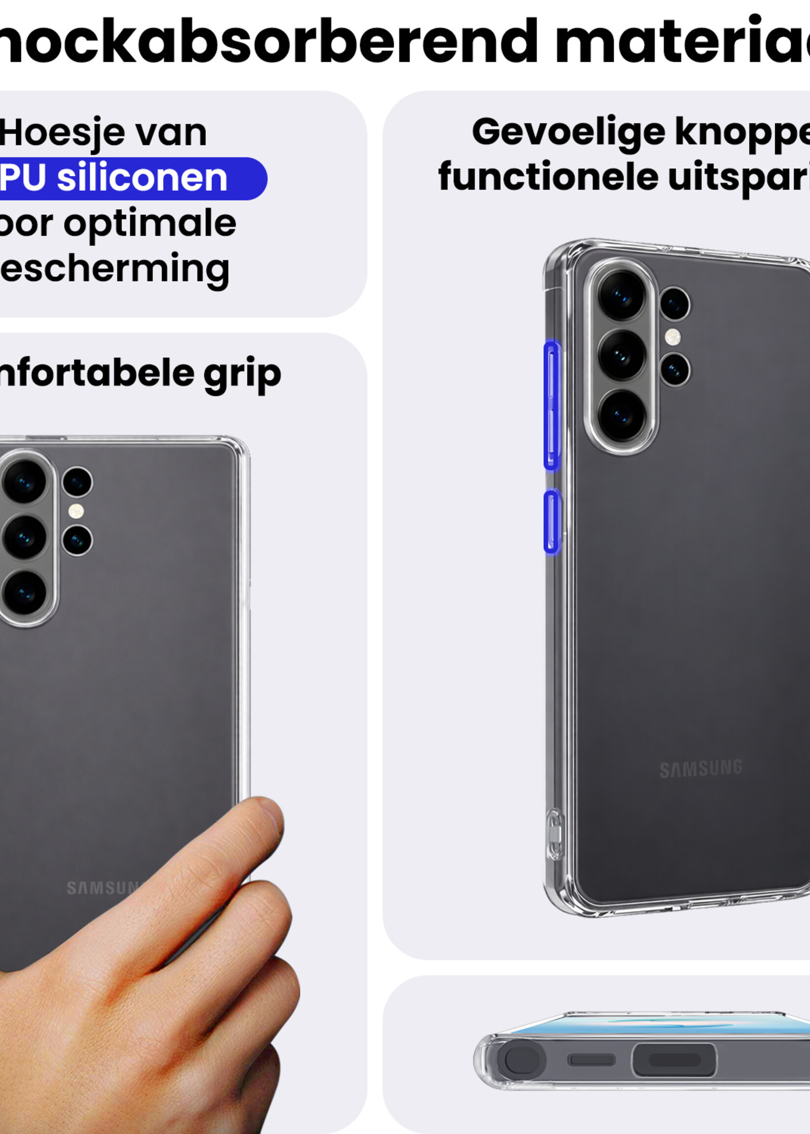 BTH BTH Samsung Galaxy S26 Ultra Hoesje Siliconen Met Screenprotector - Transparant