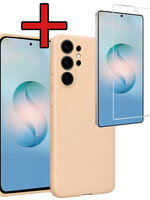 BTH BTH Samsung Galaxy S26 Ultra Hoesje Siliconen Met Screenprotector - Zand