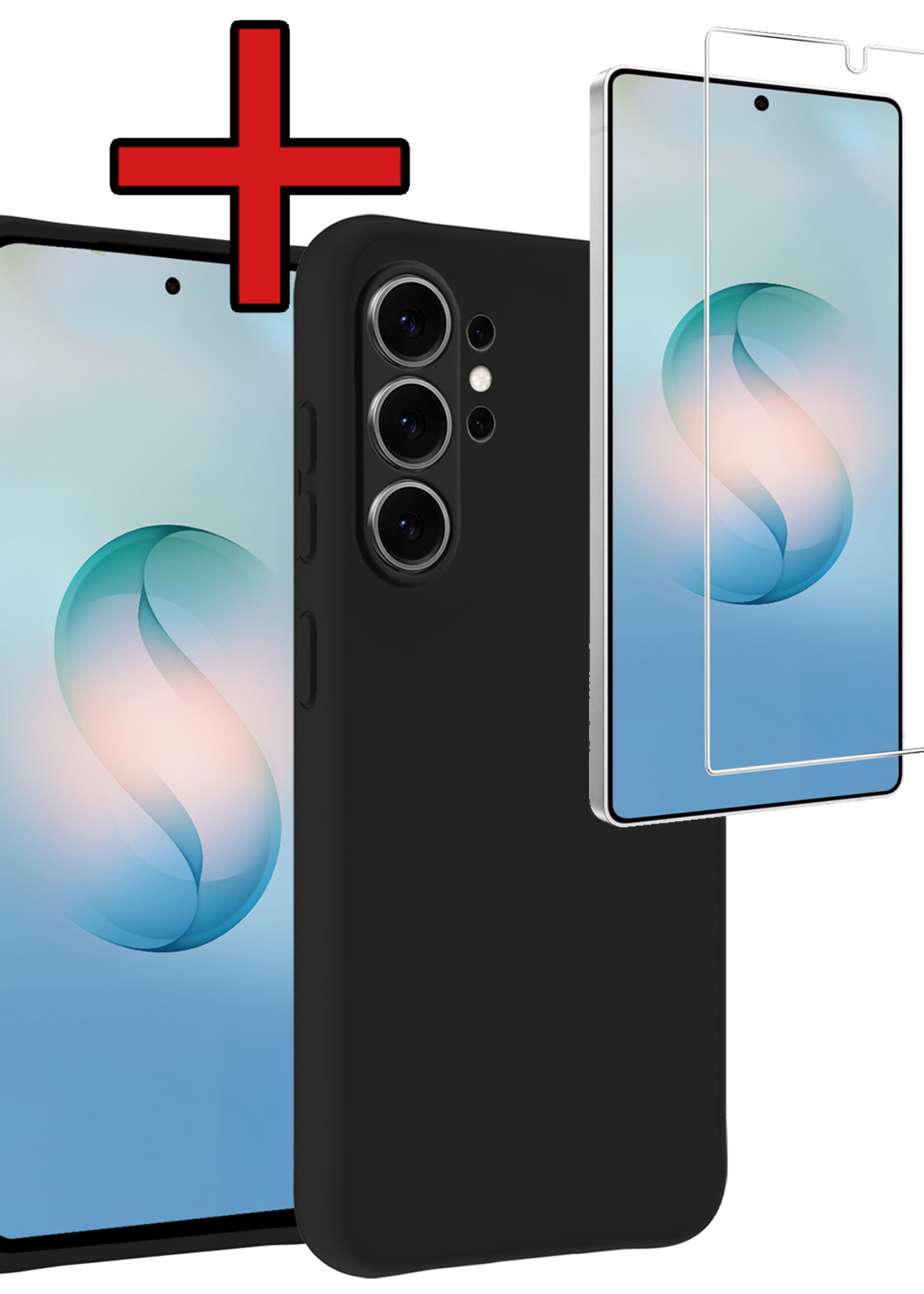 BTH BTH Samsung Galaxy S26 Ultra Hoesje Siliconen Met Screenprotector - Zwart