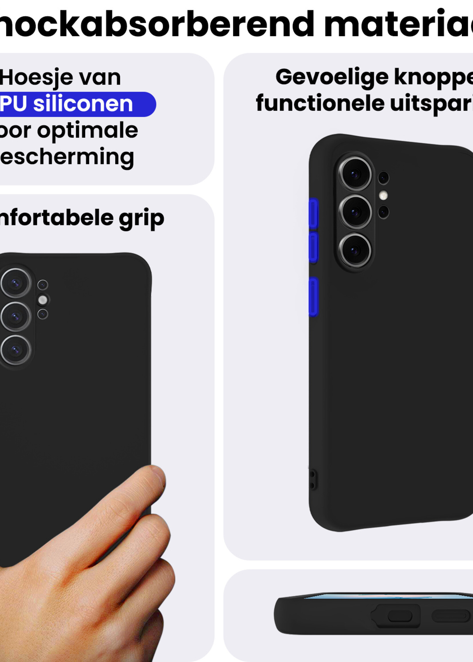 BTH BTH Samsung Galaxy S26 Ultra Hoesje Siliconen Met Screenprotector - Zwart