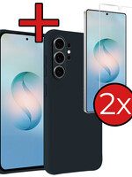 BTH BTH Samsung Galaxy S26 Ultra Hoesje Siliconen Met 2x Screenprotector - Donkerblauw