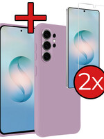 BTH BTH Samsung Galaxy S26 Ultra Hoesje Siliconen Met 2x Screenprotector - Lila