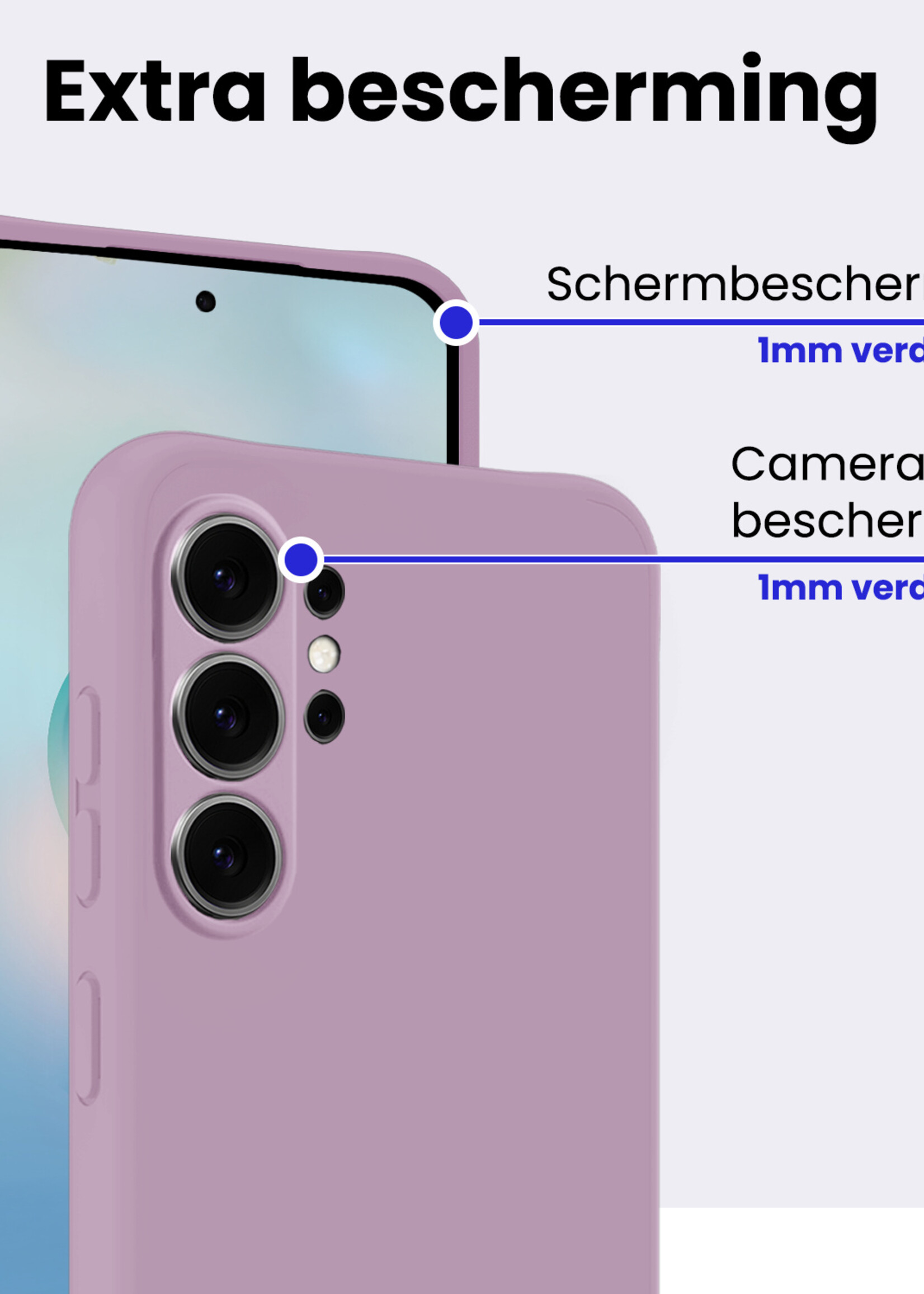 BTH BTH Samsung Galaxy S26 Ultra Hoesje Siliconen Met 2x Screenprotector - Lila