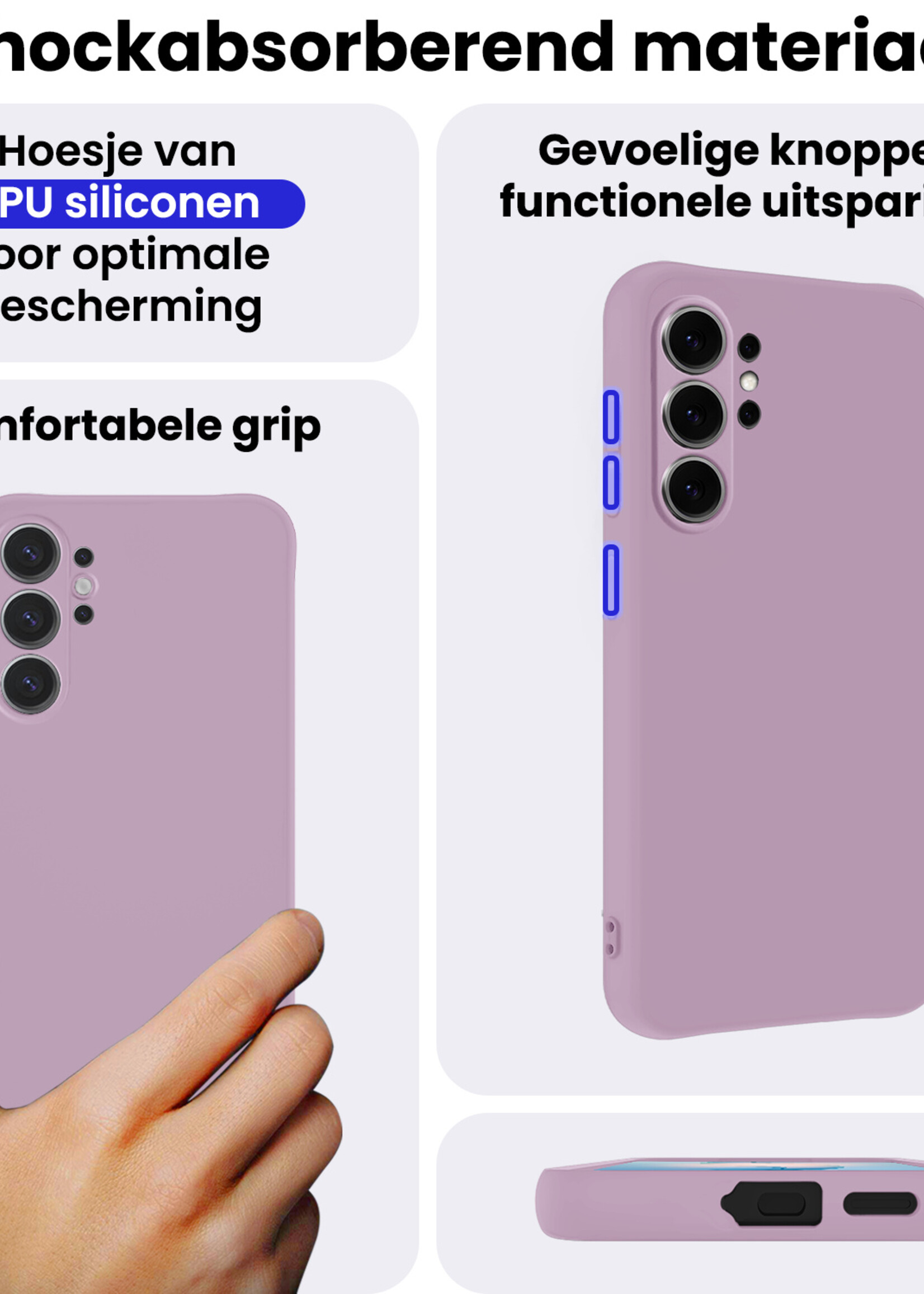 BTH BTH Samsung Galaxy S26 Ultra Hoesje Siliconen Met 2x Screenprotector - Lila