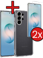 BTH BTH Samsung Galaxy S26 Ultra Hoesje Siliconen Met 2x Screenprotector - Transparant