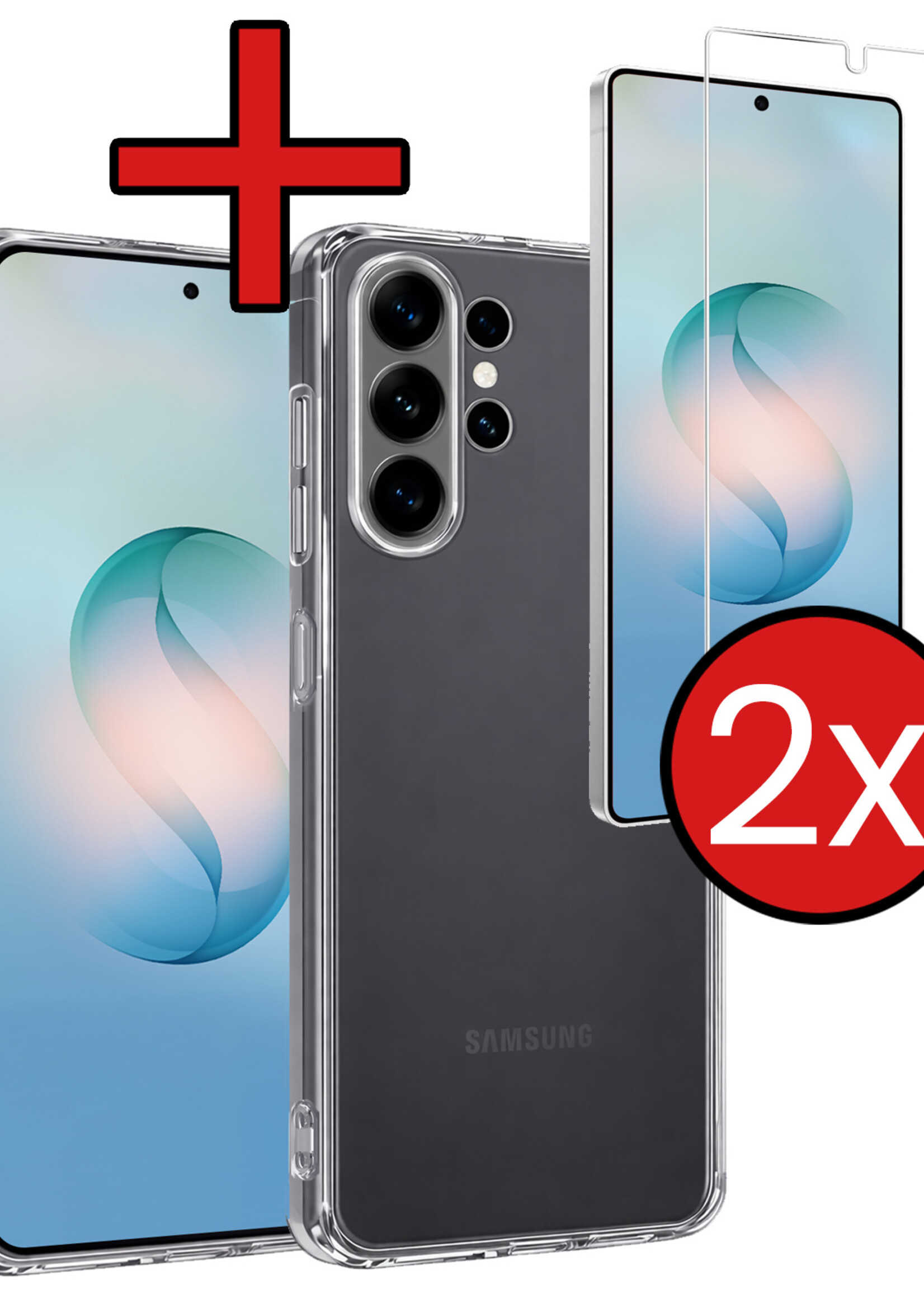 BTH BTH Samsung Galaxy S26 Ultra Hoesje Siliconen Met 2x Screenprotector - Transparant