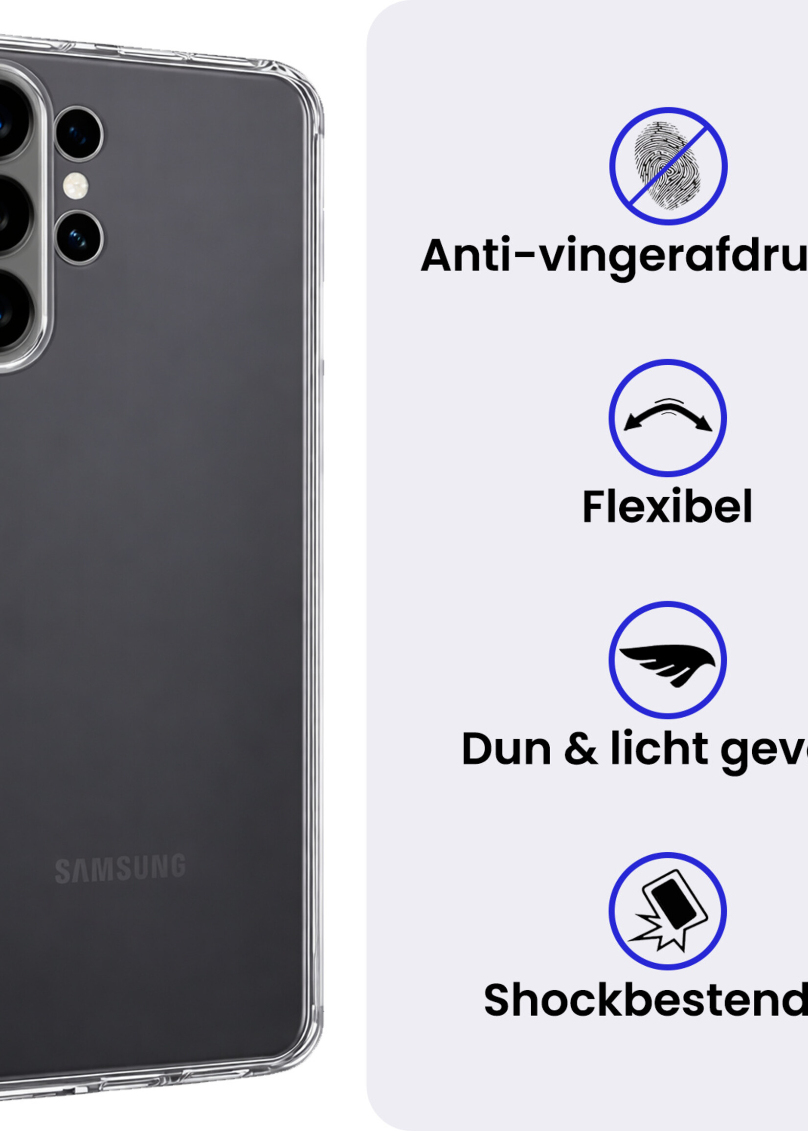 BTH BTH Samsung Galaxy S26 Ultra Hoesje Siliconen Met 2x Screenprotector - Transparant