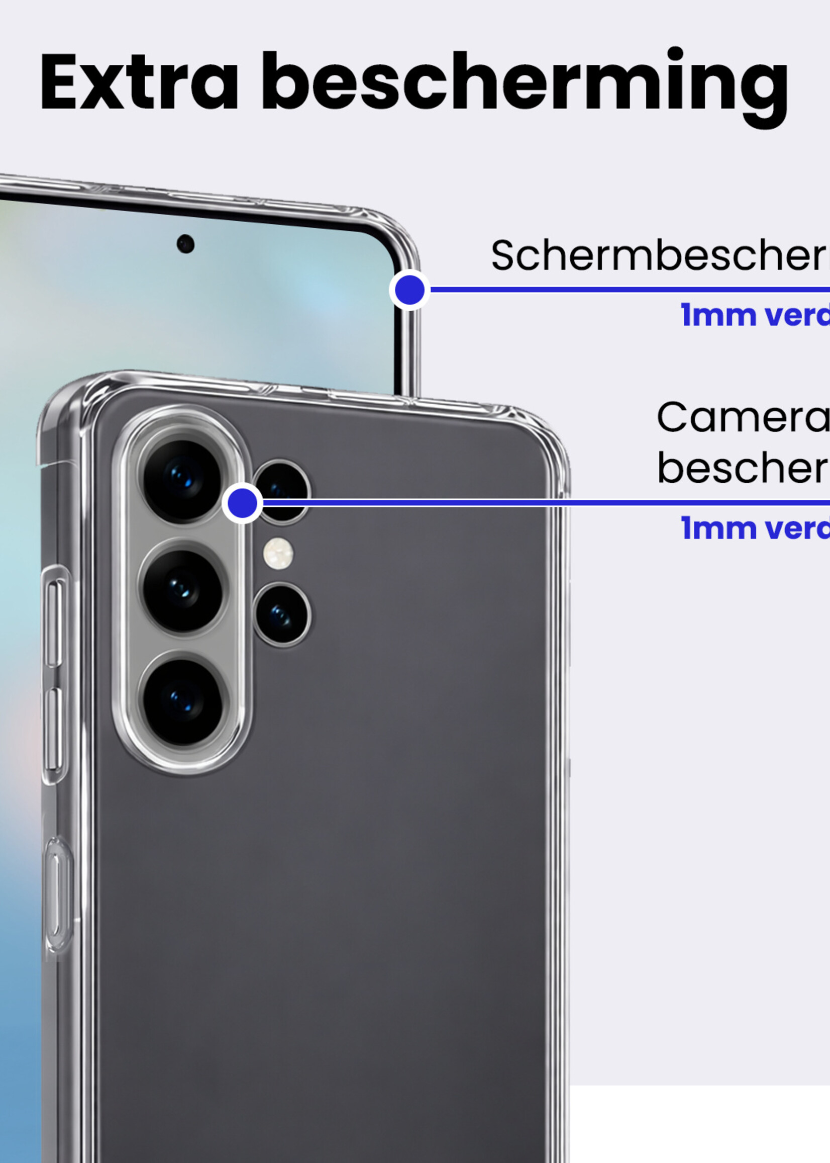 BTH BTH Samsung Galaxy S26 Ultra Hoesje Siliconen Met 2x Screenprotector - Transparant