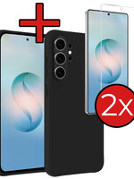 BTH BTH Samsung Galaxy S26 Ultra Hoesje Siliconen Met 2x Screenprotector - Zwart