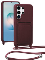 BTH BTH Samsung Galaxy S26 Ultra Hoesje Pashouder met Koord - Aubergine