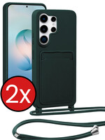 BTH BTH Samsung Galaxy S26 Ultra Hoesje Pashouder met Koord - Donkergroen - 2 PACK