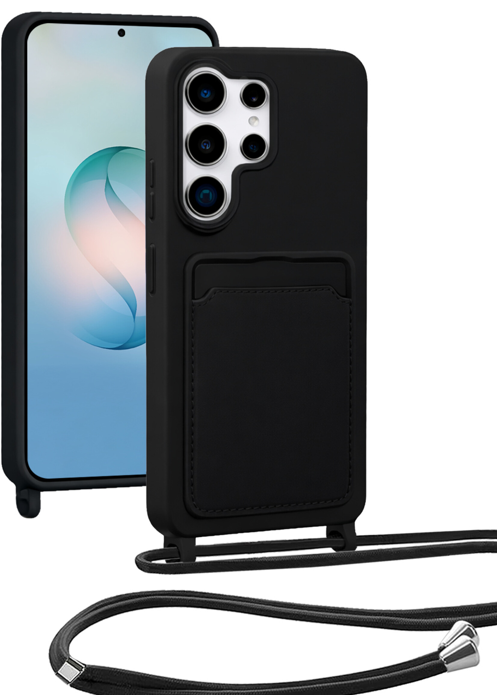 BTH BTH Samsung Galaxy S26 Ultra Hoesje Pashouder met Koord - Zwart