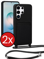 BTH BTH Samsung Galaxy S26 Ultra Hoesje Pashouder met Koord - Zwart - 2 PACK