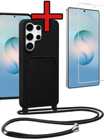 BTH BTH Samsung Galaxy S26 Ultra Hoesje Pashouder met Koord Met Screenprotector - Zwart