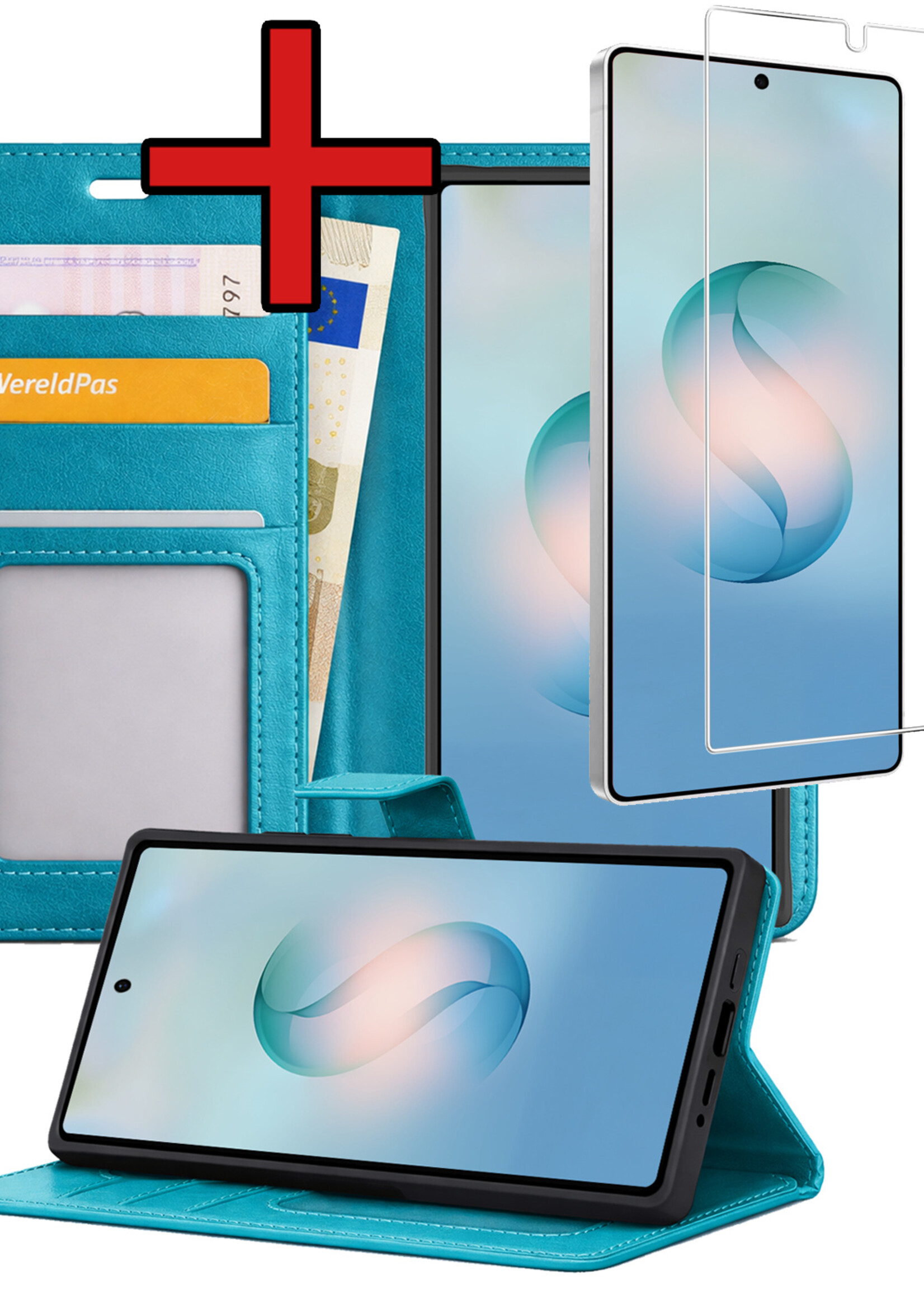 BTH BTH Samsung Galaxy S26 Ultra Hoesje Bookcase Met Screenprotector - Turquoise