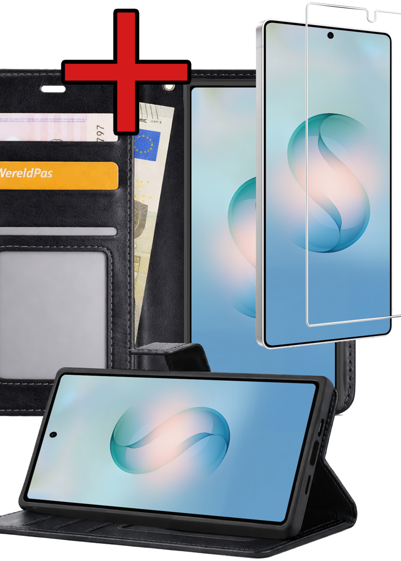 BTH BTH Samsung Galaxy S26 Ultra Hoesje Bookcase Met Screenprotector - Zwart