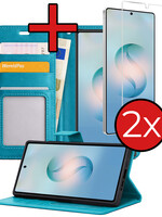 BTH BTH Samsung Galaxy S26 Ultra Hoesje Bookcase Met 2x Screenprotector - Turquoise