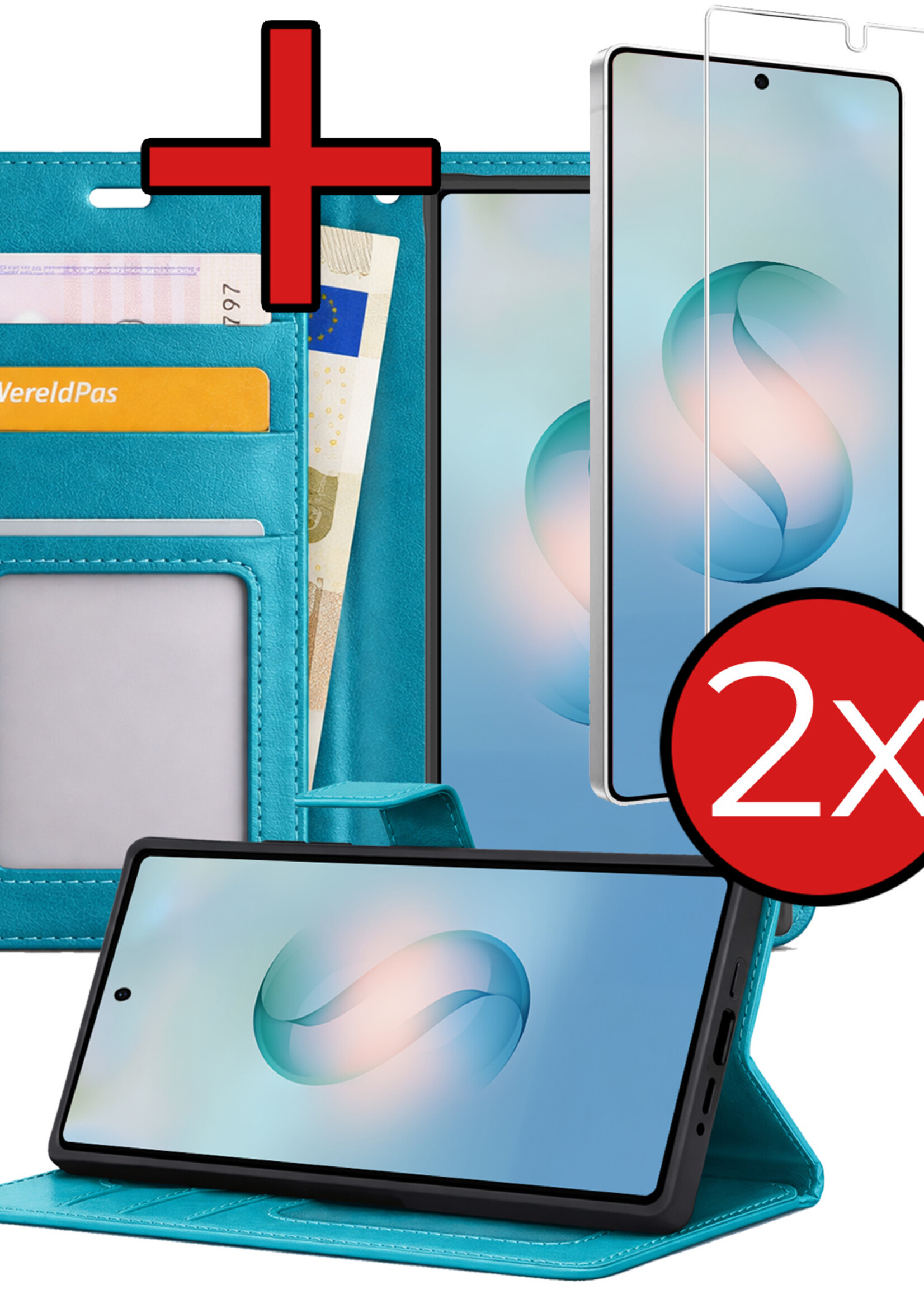 BTH BTH Samsung Galaxy S26 Ultra Hoesje Bookcase Met 2x Screenprotector - Turquoise