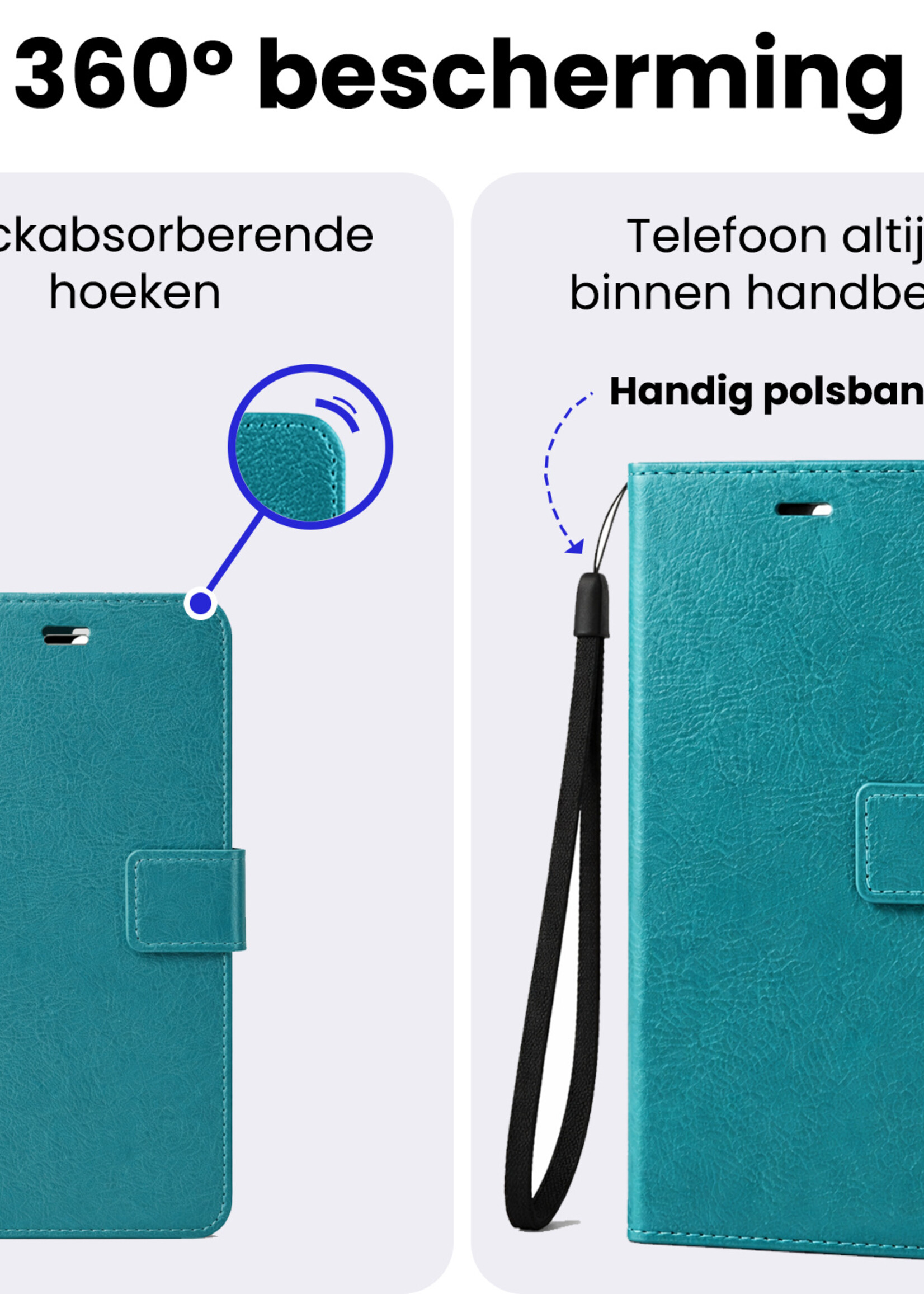 BTH BTH Samsung Galaxy S26 Ultra Hoesje Bookcase Met 2x Screenprotector - Turquoise