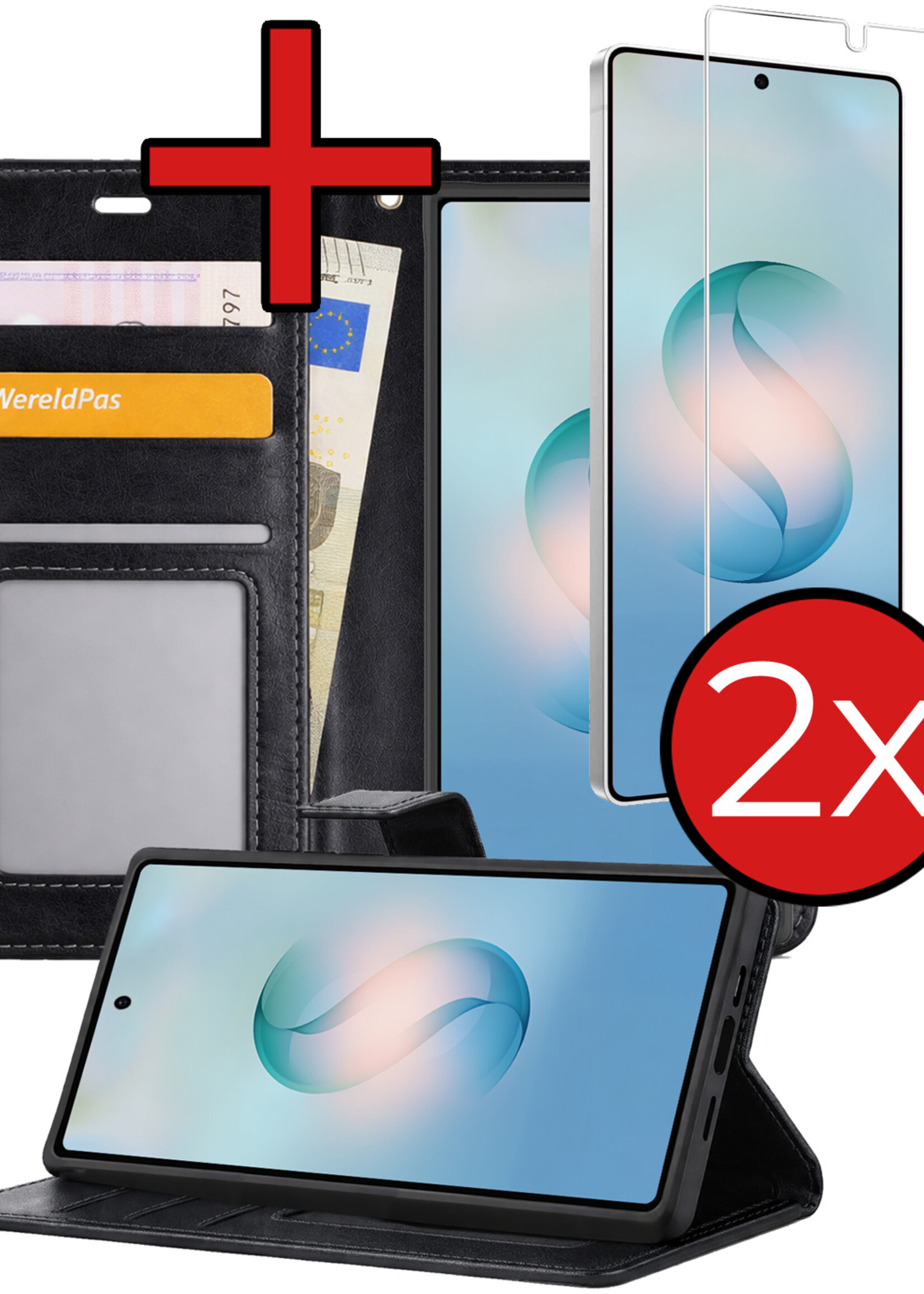 BTH BTH Samsung Galaxy S26 Ultra Hoesje Bookcase Met 2x Screenprotector - Zwart