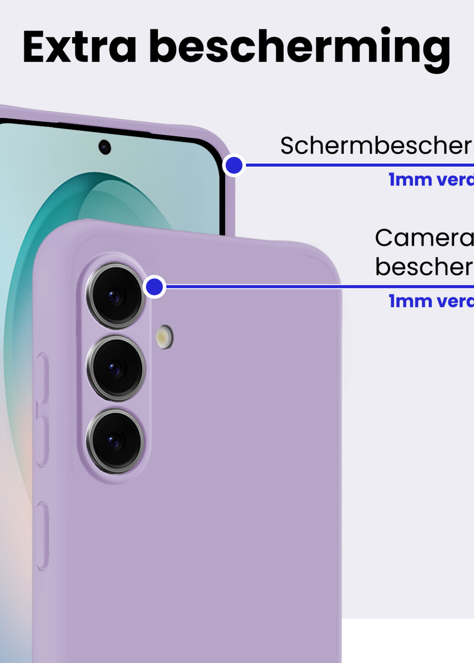 BTH BTH Samsung Galaxy S26 Plus Hoesje Siliconen Met 2x Screenprotector - Lila