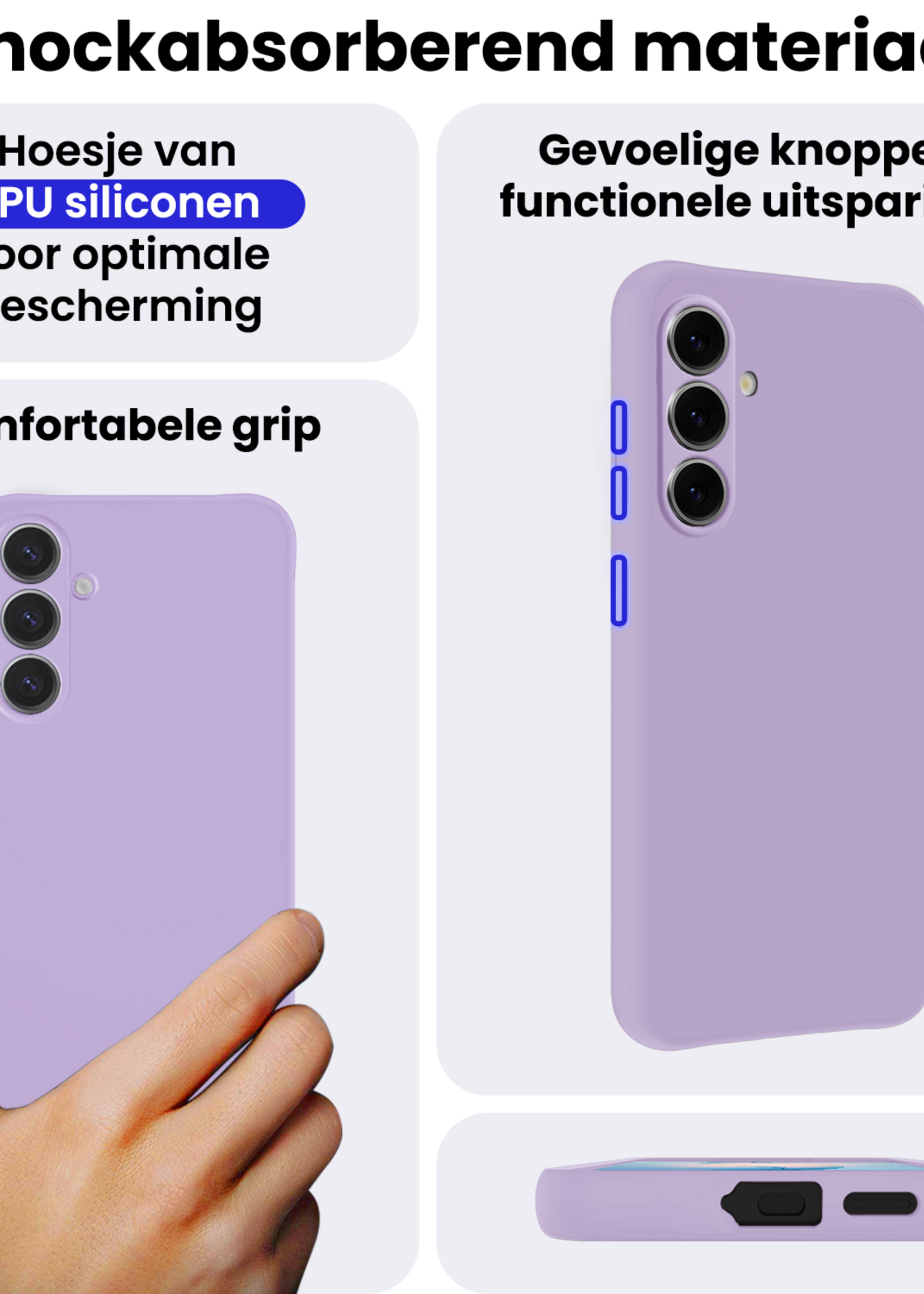 BTH BTH Samsung Galaxy S26 Plus Hoesje Siliconen Met 2x Screenprotector - Lila