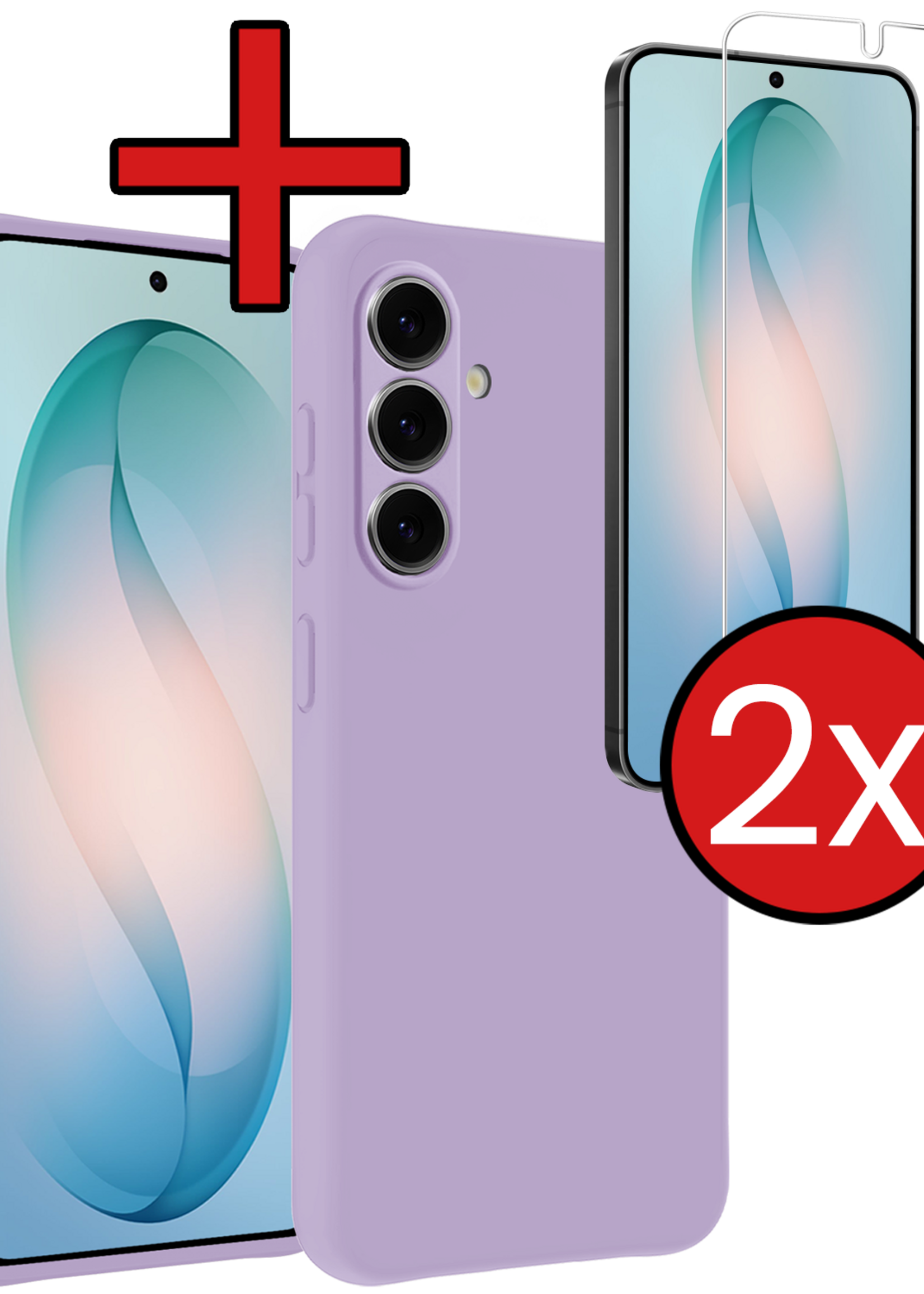BTH BTH Samsung Galaxy S26 Plus Hoesje Siliconen Met 2x Screenprotector - Lila