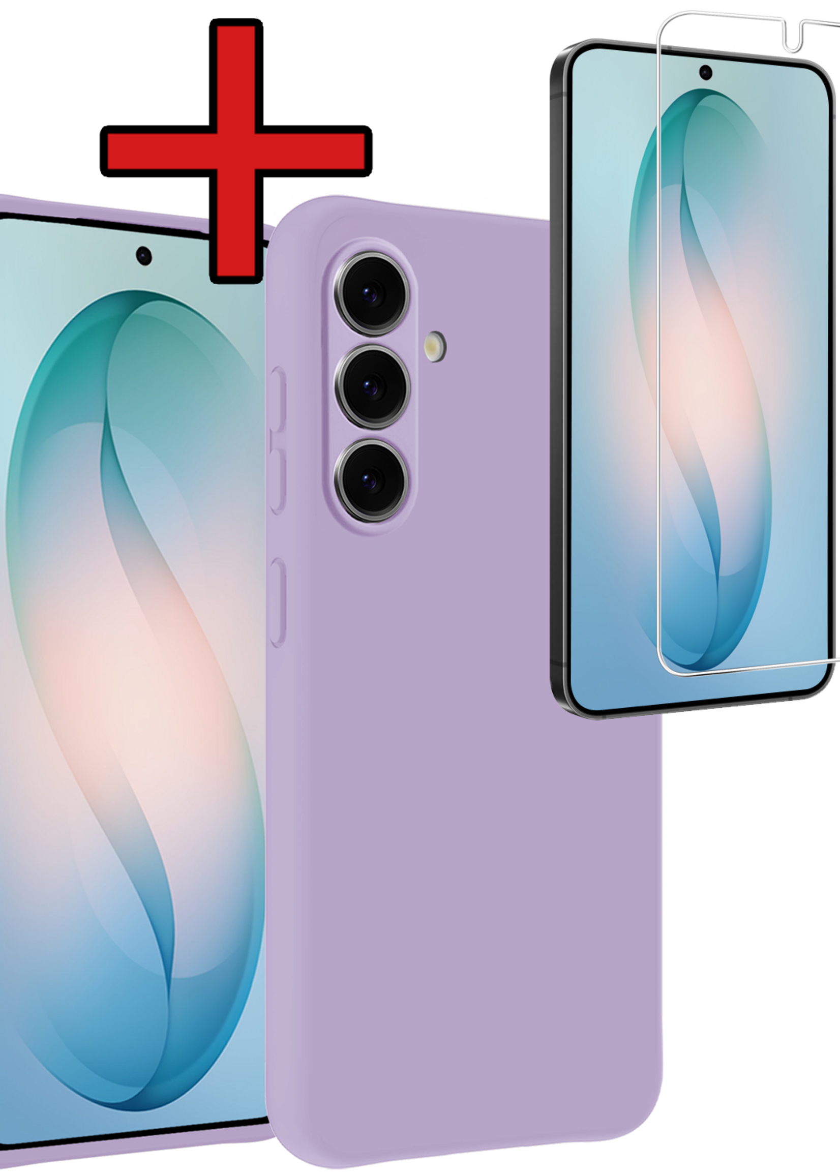 BTH BTH Samsung Galaxy S26 Plus Hoesje Siliconen Met Screenprotector - Lila