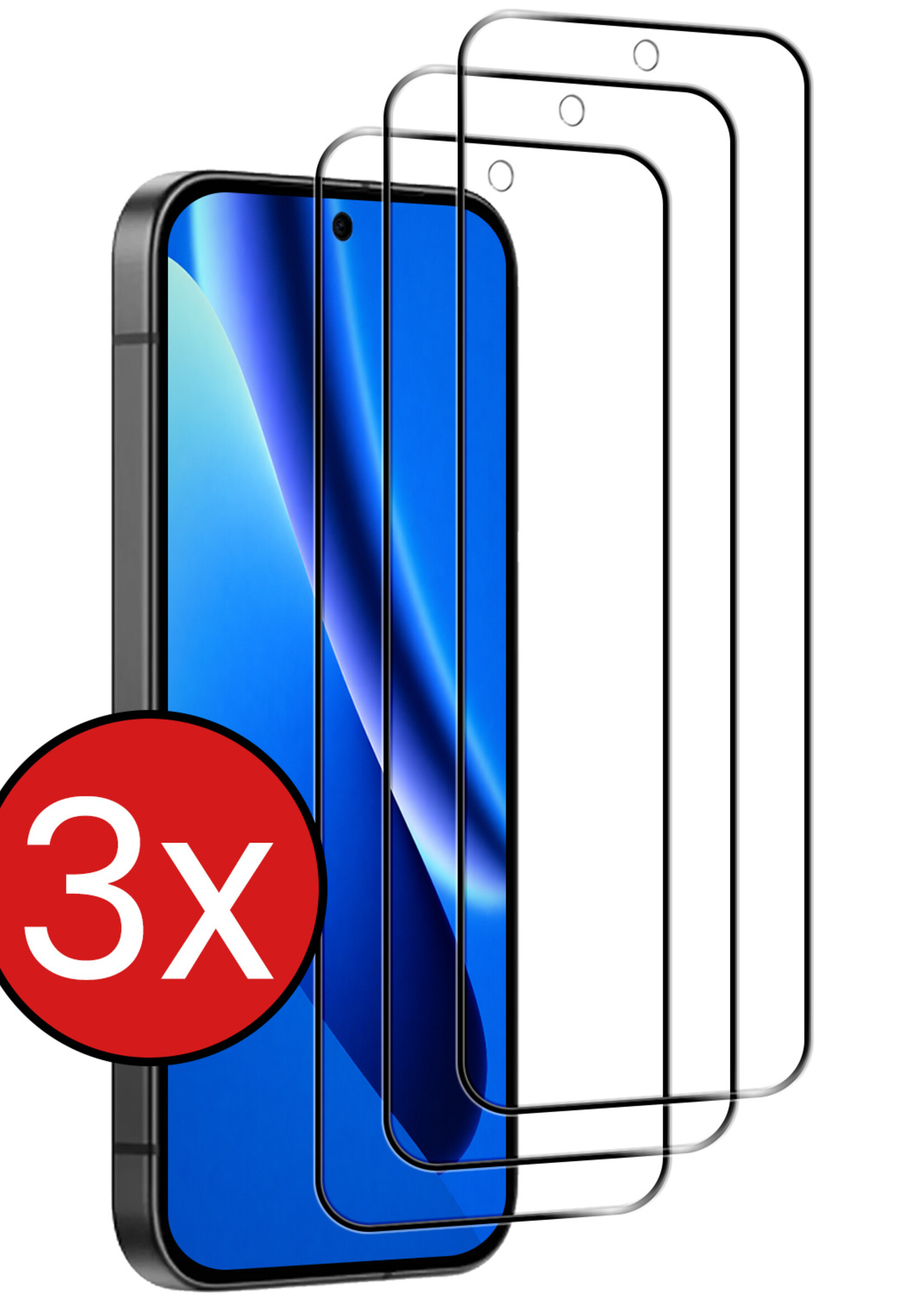 BTH BTH Google Pixel 10a Screenprotector Glas Full Cover - 3 PACK