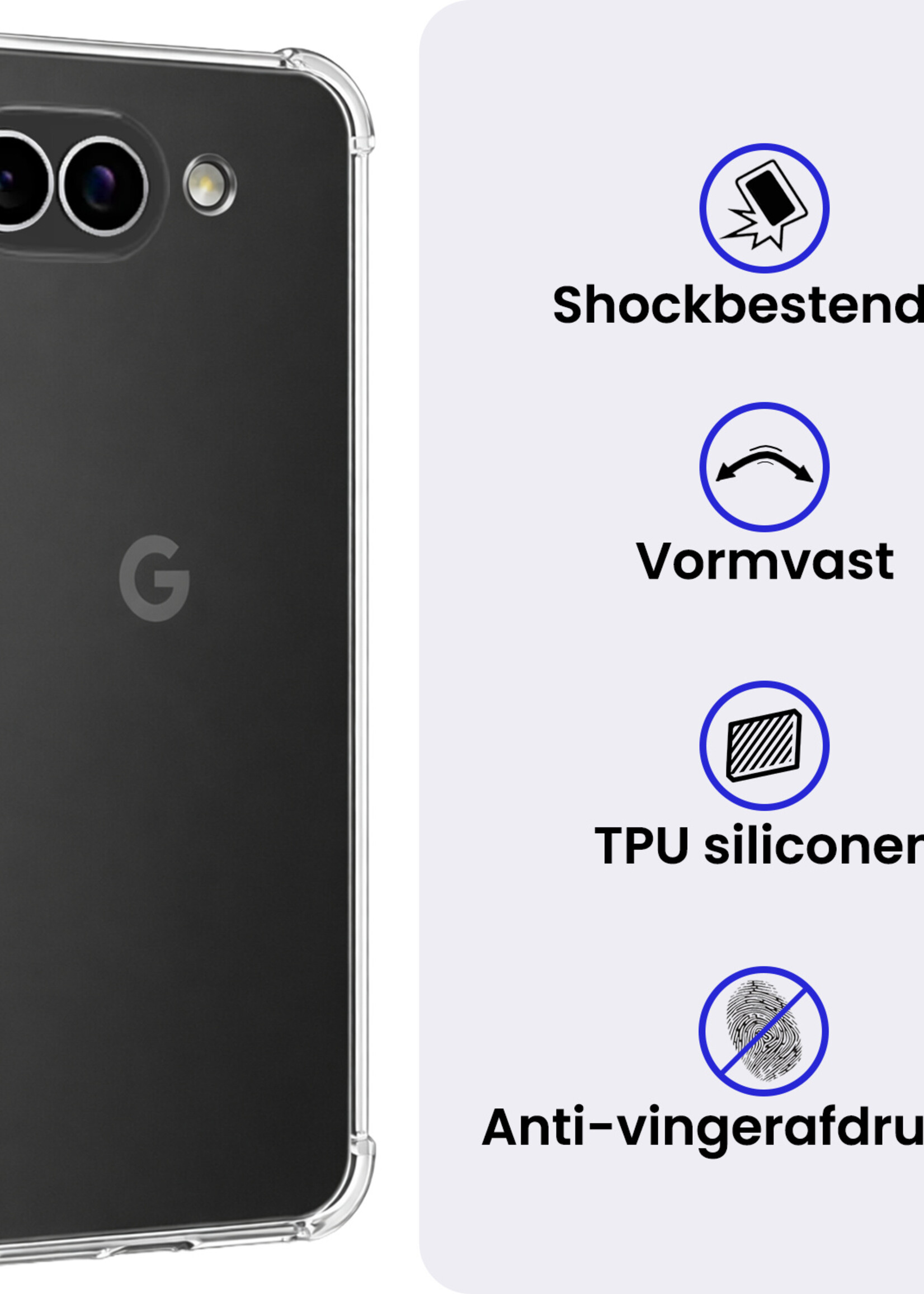 BTH BTH Google Pixel 10a Hoesje Shockproof - Transparant - 2 PACK