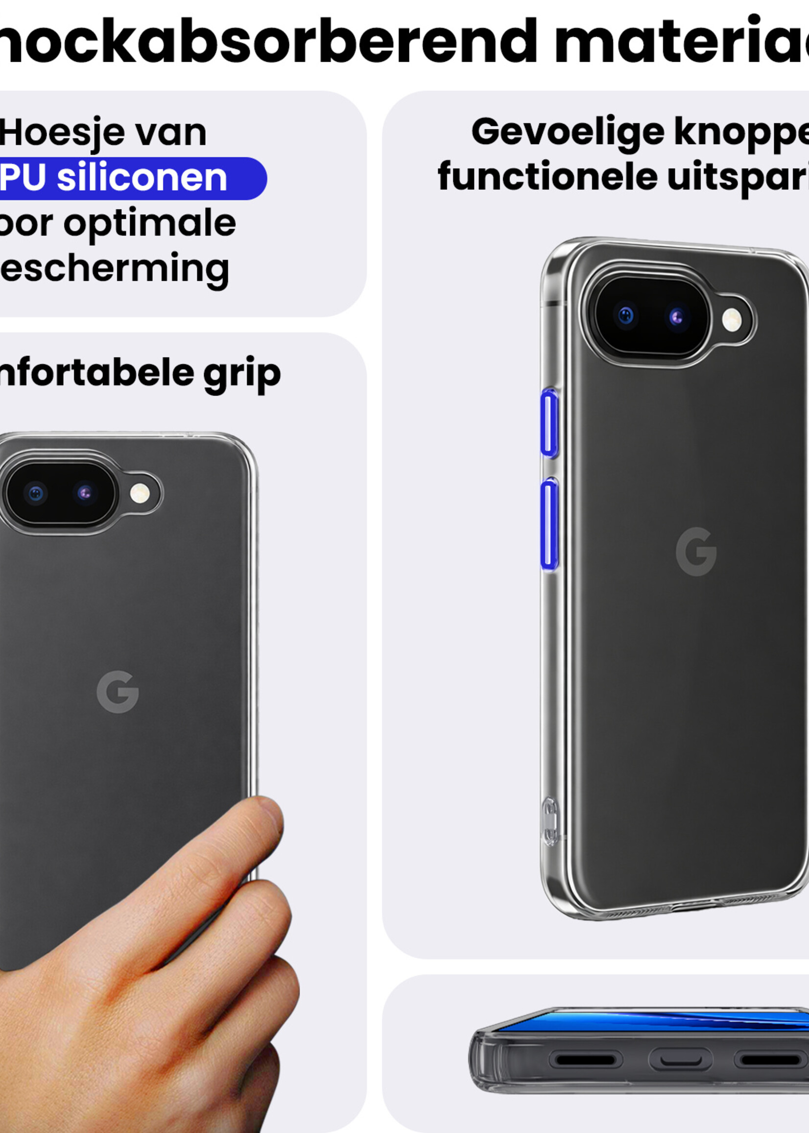 BTH BTH Google Pixel 10a Hoesje Siliconen Met Screenprotector - Transparant