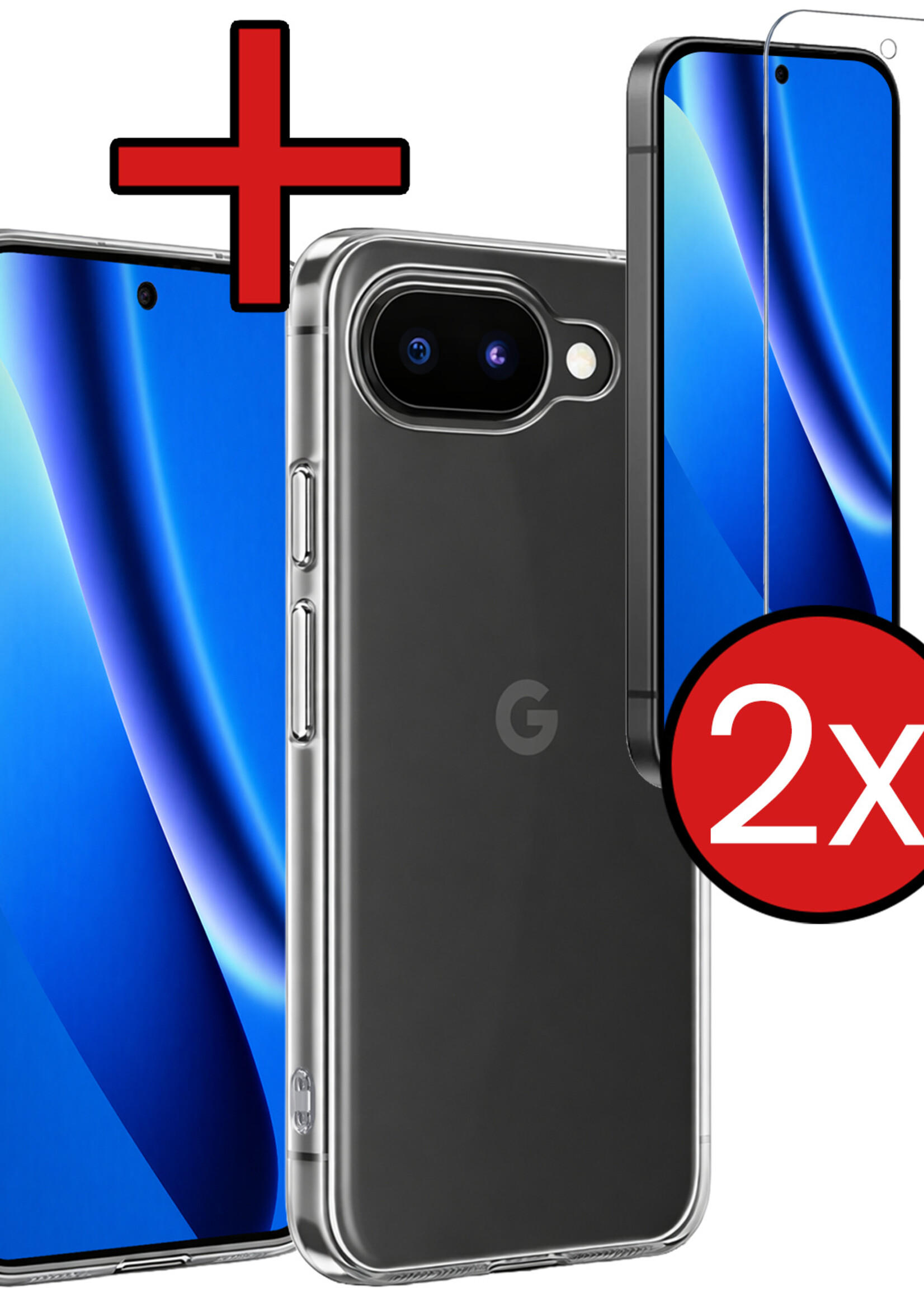 BTH BTH Google Pixel 10a Hoesje Siliconen Met 2x Screenprotector - Transparant