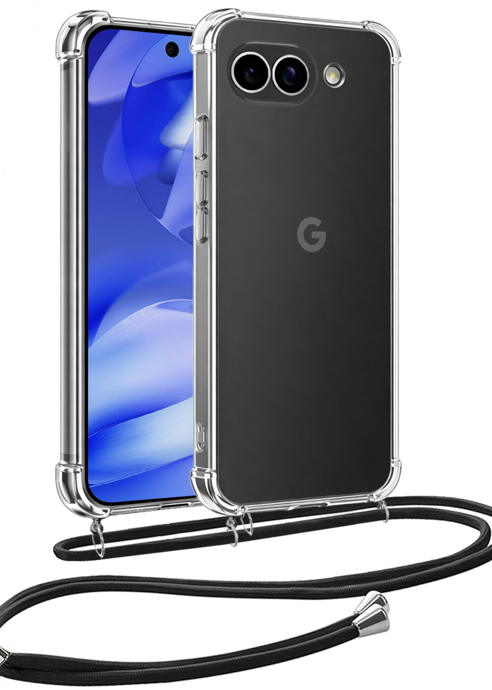 BTH BTH Google Pixel 9a Hoesje Transparant Shockproof Met Zwart Koord