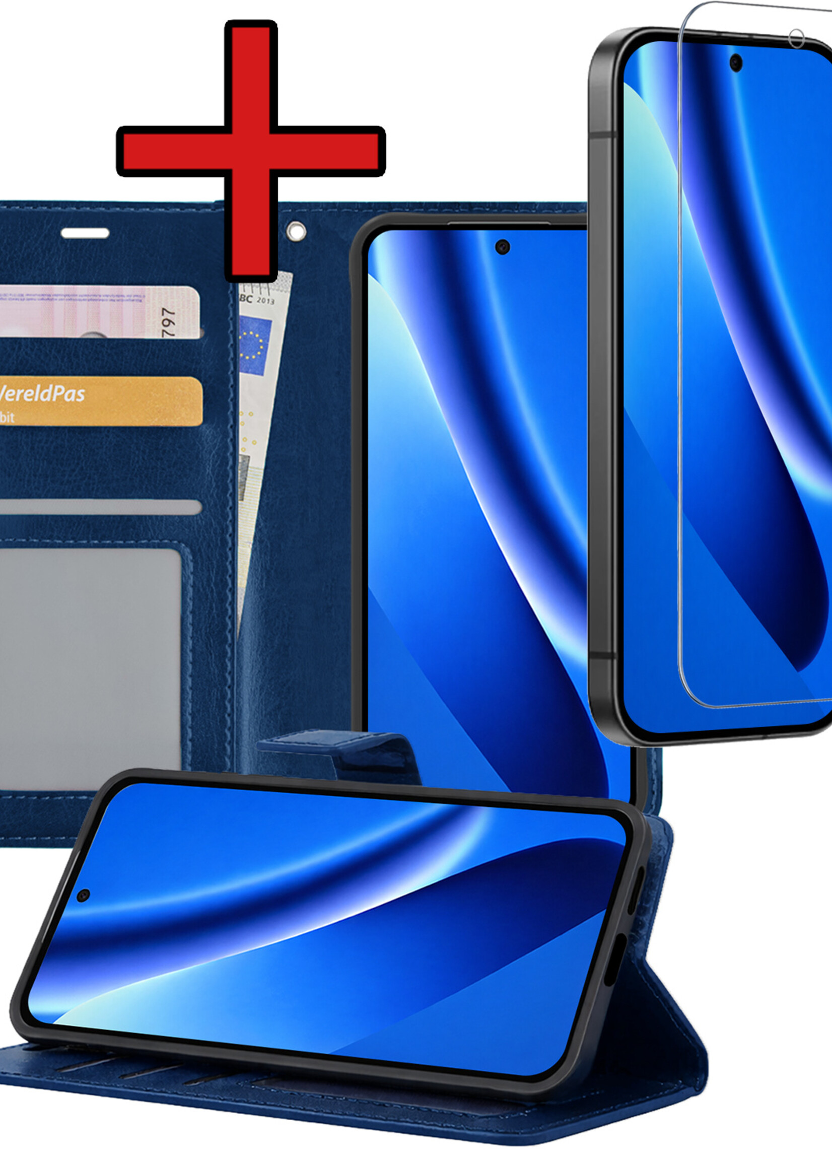 BTH BTH Google Pixel 10a Hoesje Bookcase Met Screenprotector - Donkerblauw