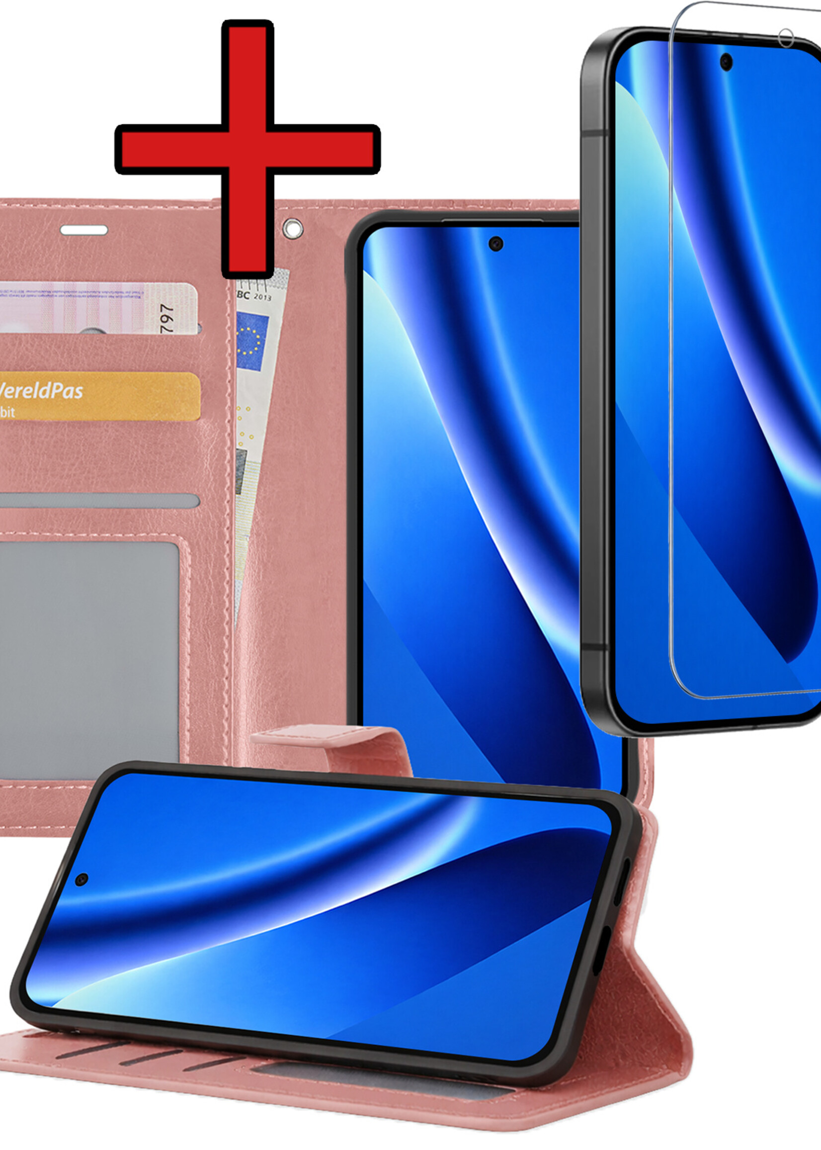 BTH BTH Google Pixel 10a Hoesje Bookcase Met Screenprotector - Rose Goud