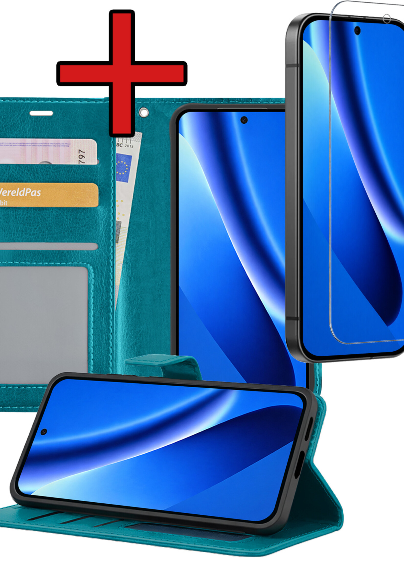 BTH BTH Google Pixel 10a Hoesje Bookcase Met Screenprotector - Turquoise