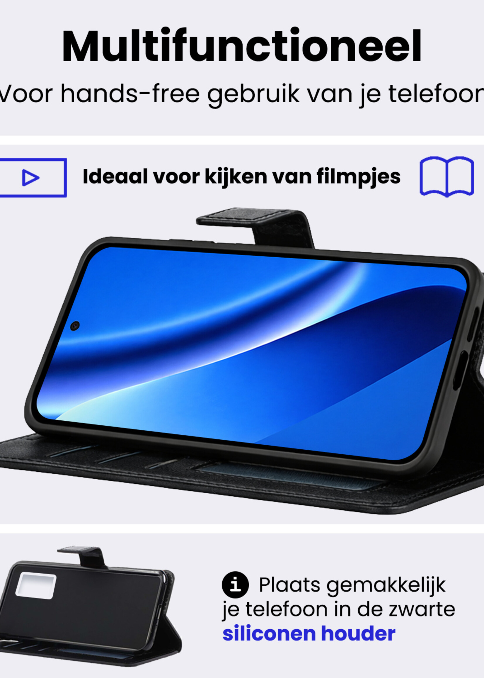 BTH BTH Google Pixel 10a Hoesje Bookcase Met Screenprotector - Zwart