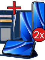 BTH BTH Google Pixel 10a Hoesje Bookcase Met 2x Screenprotector - Donkerblauw