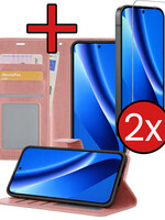 BTH BTH Google Pixel 10a Hoesje Bookcase Met 2x Screenprotector - Rose Goud