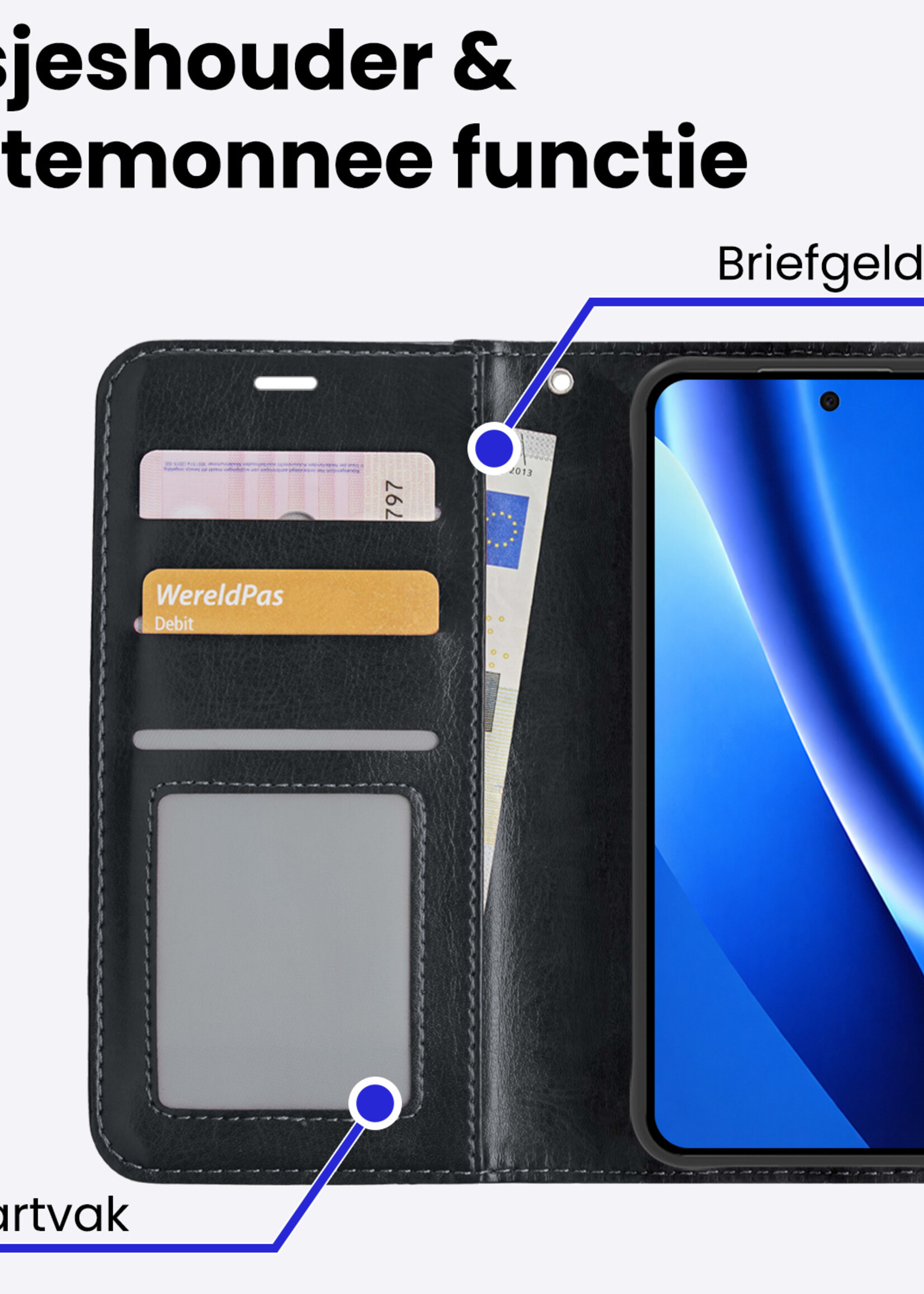 BTH BTH Google Pixel 10a Hoesje Bookcase Met 2x Screenprotector - Zwart