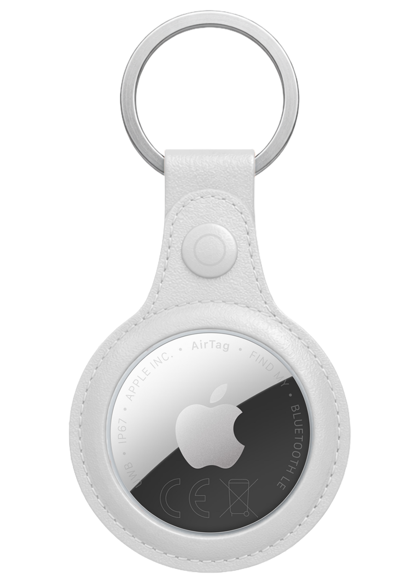 BTH BTH AirTag 2 Hoesje Leer - Wit