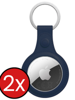 BTH BTH AirTag 2 Hoesje Leer - Donkerblauw - 2 PACK
