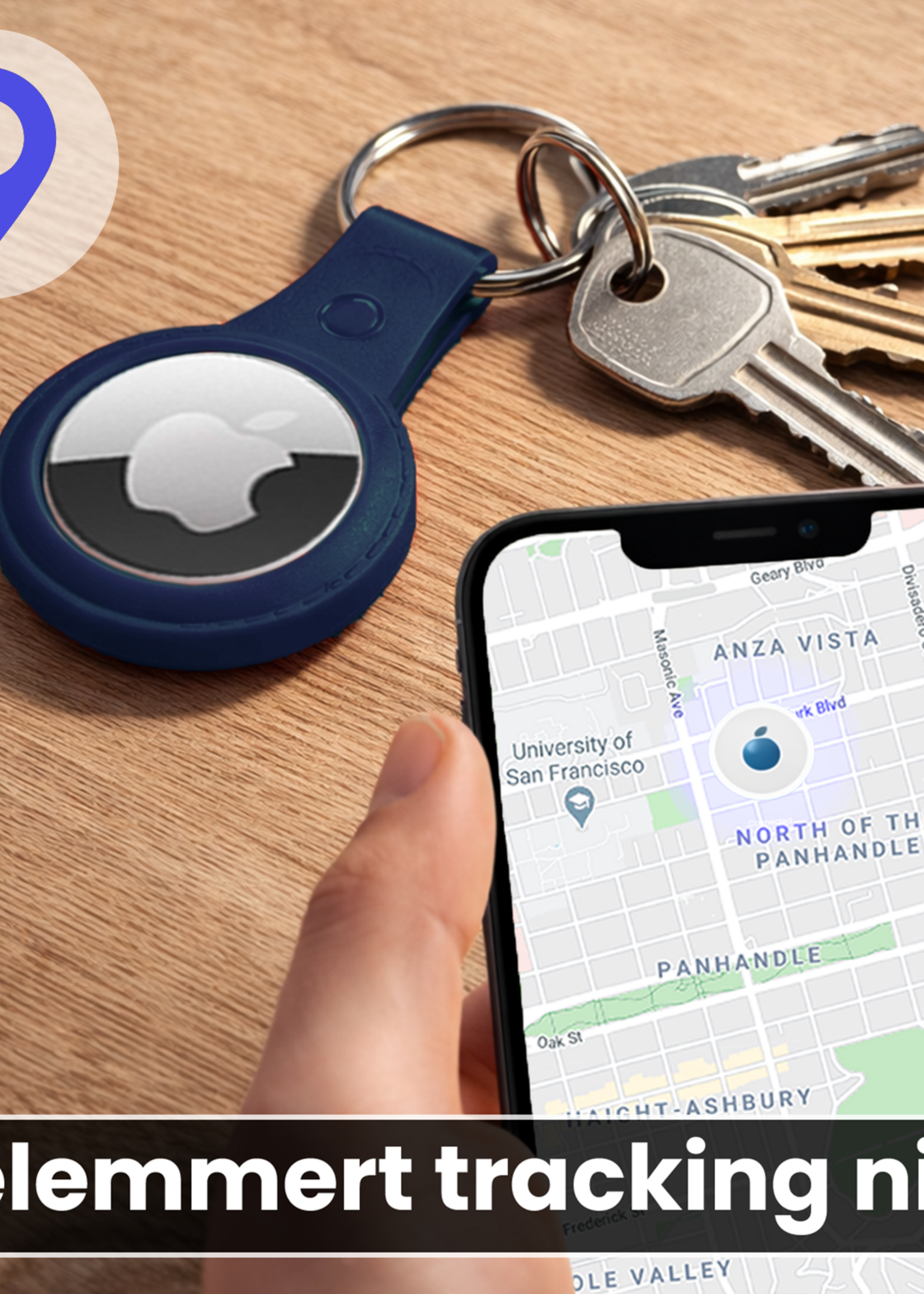 BTH BTH AirTag 2 Hoesje Leer - Donkerblauw - 2 PACK