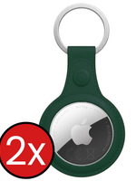 BTH BTH AirTag 2 Hoesje Leer - Donkergroen - 2 PACK